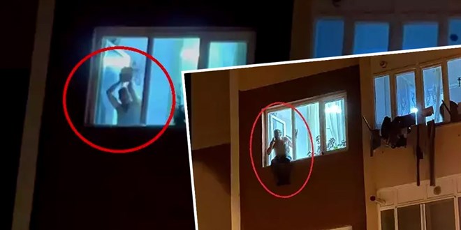 Polise saksı fırlattı, pencerede yastık yaktı!