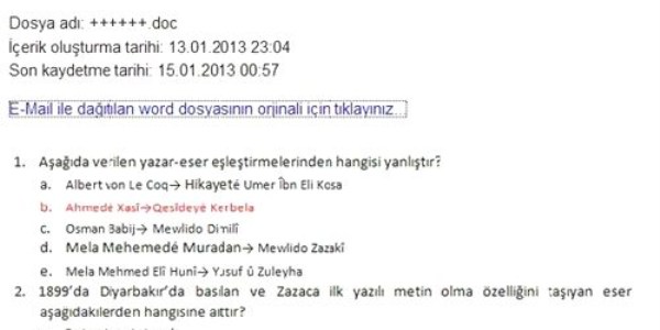 Bu defa Kürtçe sorular çalındı