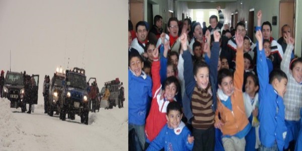 Karne hediyesini karlar arasında getirdiler
