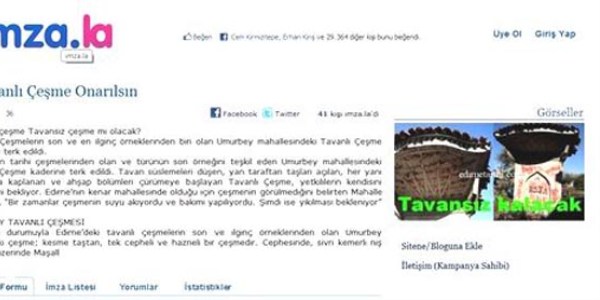 Tavanlı eşmenin onarılması için internet üzerinden imza kampanyası başlatıldı