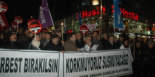 KESK gözaltıları protesto etti