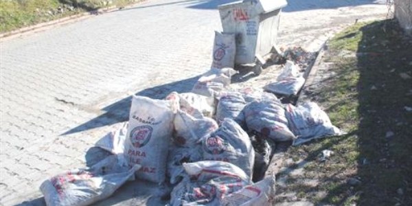 Yardım kömürleri çöpe atıldı