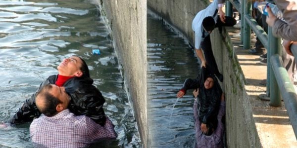 Polis memuru denize atlayan kadını böyle kurtardı