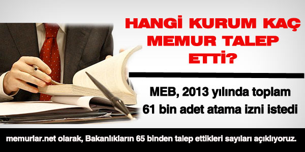 2013 yılında, hangi kurum, kaç memur almak istedi?