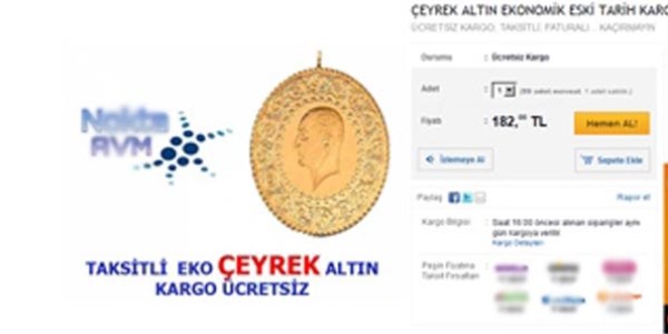 Karaborsaya düşen çeyrek altın internette 180 TL'den satılıyor