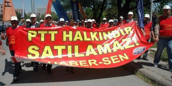 TBMM önünde 'PTT A.Ş' protestosu