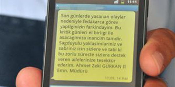 Emniyet mdrnden polise SMS ile teekkr