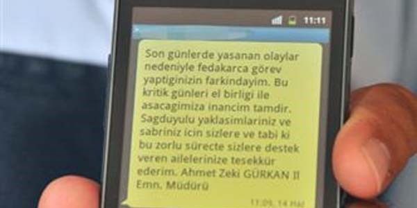 Emniyet Müdüründen polise SMS ile teşekkür