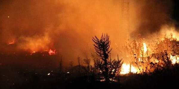 Denizli'de korkutan yangın