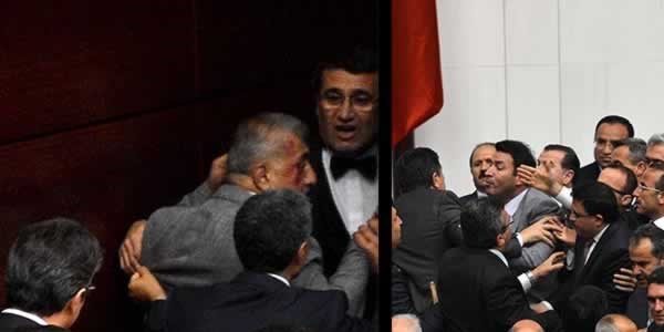 Gezi olaylar Meclis'te kavga kard, bir vekilin ka ald/Video