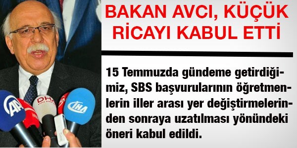 SBS tercih sresi retmenler iin uzatld