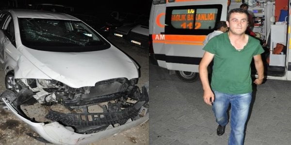 Takla atan otomobilden burnu bile kanamadan çıktı