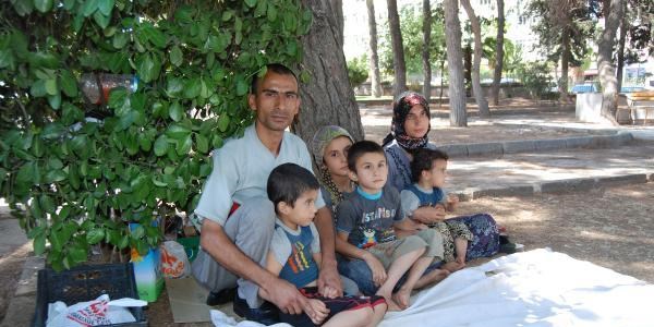 Evden çıkarılan aile, hükümet konağı bahçesinde kalıyor