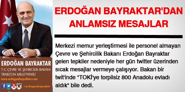 Bayraktar, TOKİ'ye torpilsiz 800 Anadolu evladı almış