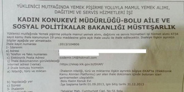 İhale ilanında kadın konuk evinin adresini ifşa ettiler