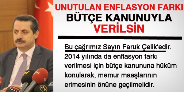 Memurun enflasyon fark sorunu zlebilir