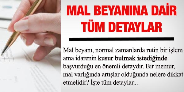 Mal beyanna dair tm detaylar...