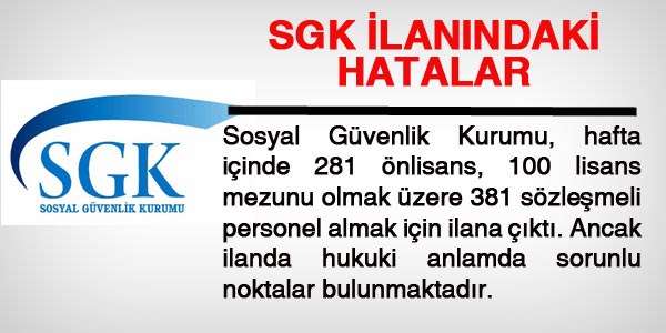 SGK ilanındaki hatalar