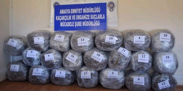 Amasya'da 214 kilo esrar ele geçirildi