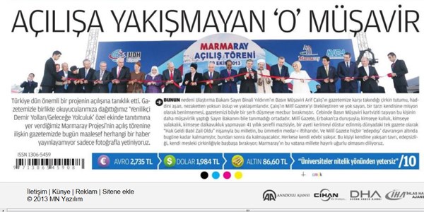 Milli Gazeteden, Ulaştırmanın basın müşavirine tepki