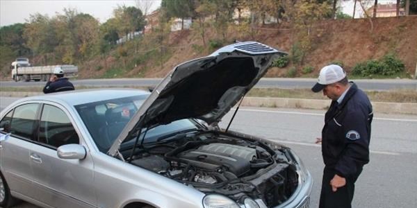 Çan'da yabancı araç kontrolü