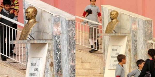 Atatürk büstünü yakmaya çalıştılar