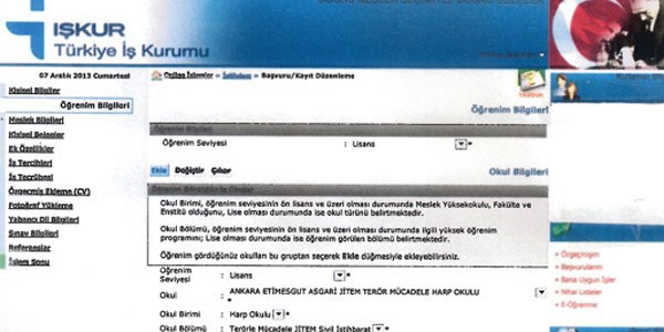 JİTEM İŞKUR listesinde