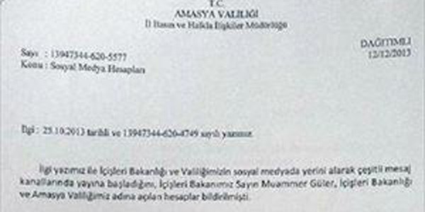 Amasya Valisi'nden 'Sosyal Medya Takip' genelgesi
