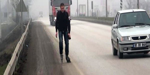 35 kilometrelik yolu patenle aşarak hastaneye geldi