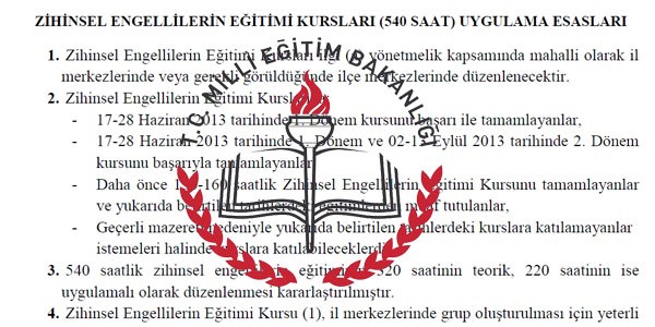MEB'den öğretmenlere zihinsel engellilerin eğitimi kursları