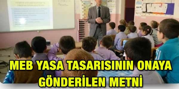 MEB tasarsnn Genel Kuruldan geen hali