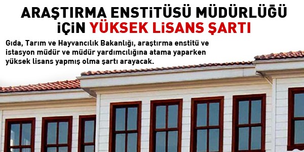 Tarımda, yöneticilik için yüksek lisans şartı