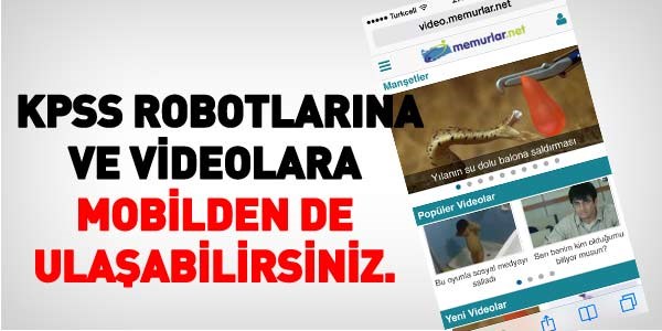 Mobil sayfaya video ve KPSS Robotları eklendi