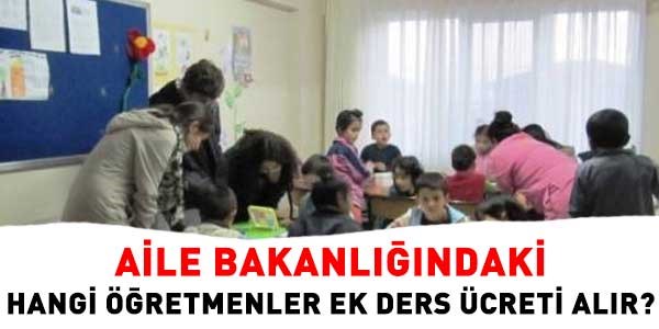 Aile Bakanlığında, kimler ek ders ücreti alır?