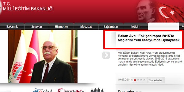 Avcı, MEB'in sitesini kişisel sitesi gibi kullanıyor