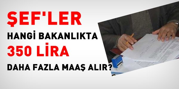 Şef'ler hangi kurumda, 350 lira fazla maaş alır?