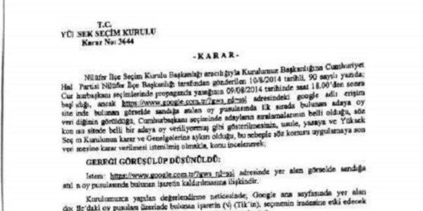 YSK'dan Google kararı
