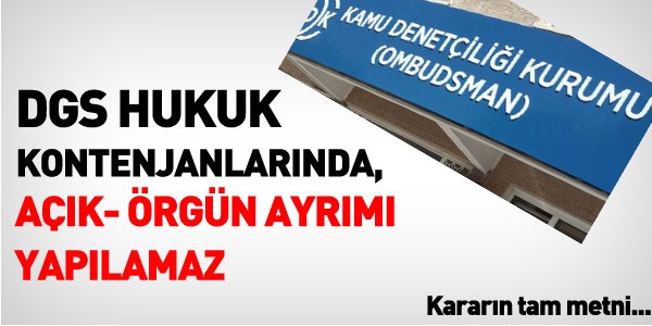KDK'nın DGS'de hukuk kontenjanları kararı