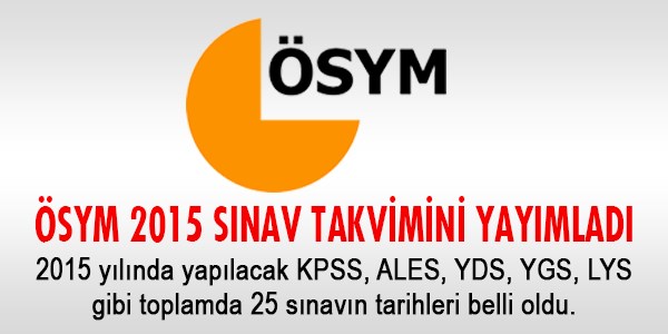 ÖSYM, 2015 sınav takvimini yayımladı