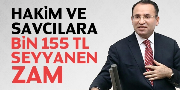 Hakim ve savclara 1155 TL seyyanen zam