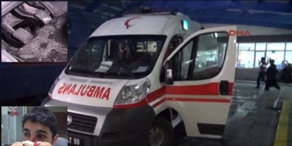 Ambulans şoförüne bira şişesi fırlattılar