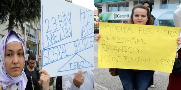 Ataması yapılmayan branş öğretmenleri eylem yaptı