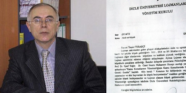 Hayvansever doçente 'lojmandan atma' uyarısı