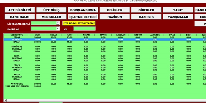 Apartman ynetim program (T. Arslan)