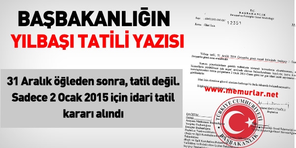 31 Aralık öğleden sonra, tatil değil