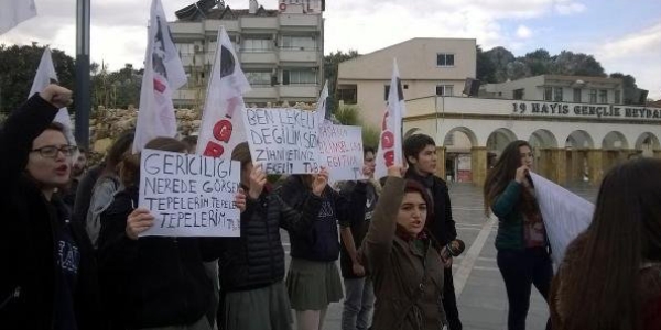 Liselilerden 'eteime dokunma' eylemi