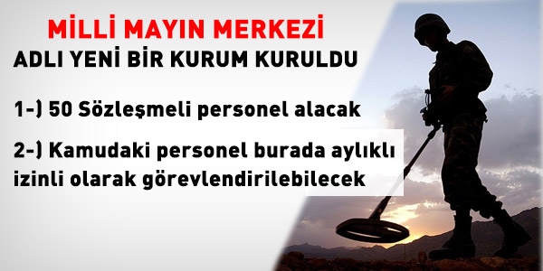 Milli Mayın Merkezi adlı yeni bir kurum kuruldu