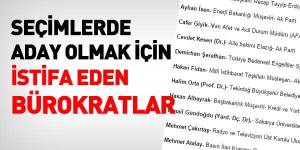 Seçimler için şuana kadar istifa edenler