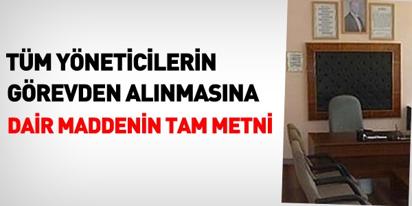 Tüm yöneticilerin görevden alınmasına dair madde