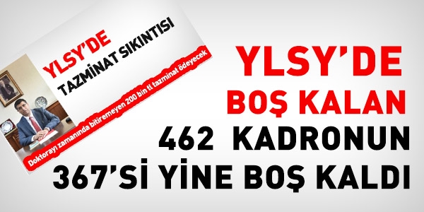 YLSY'de, ilana klan kadrolarn yzde 10'u bo kald